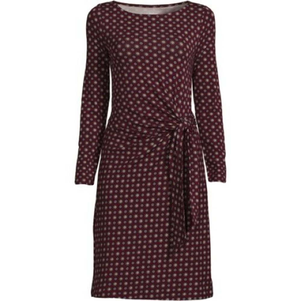 Lands' End NWT Knit Long Sleeve Tie Waist Midi Dress‎ Size Xlarge